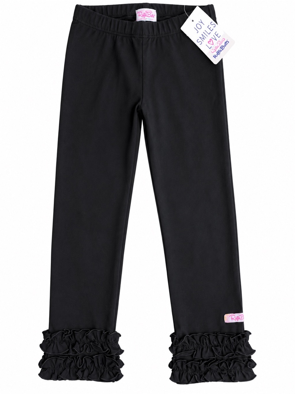 Ruffle Butts Black Leggings with Layered Hem Ruffles